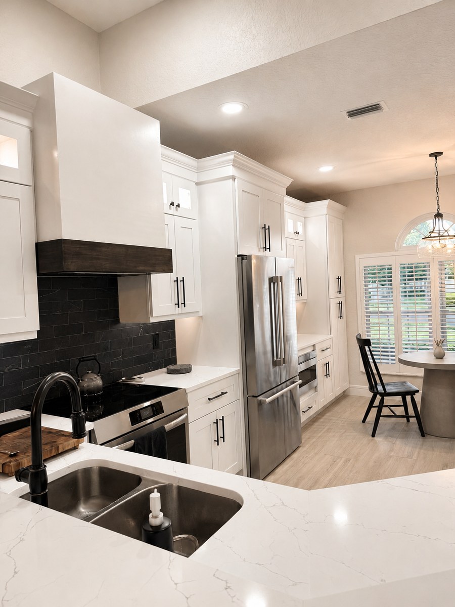 After: finished white kitchen