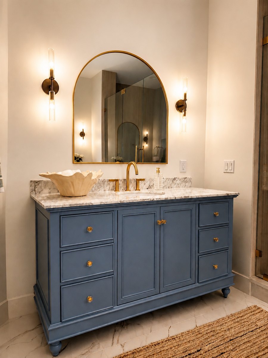 Custom vanity and mirror