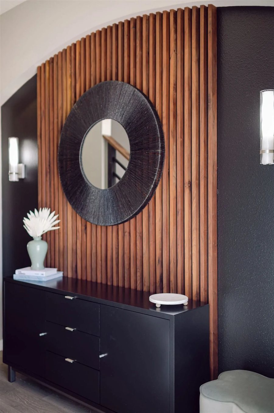 Walnut feature wall